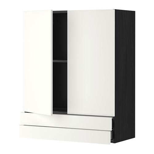 МЕТОД / МАКСИМЕРА Навесной шкаф/2дверцы/2ящика - под дерево черный, Хэггеби белый, 80x100 см МЕТОД / МАКСИМЕРА Навесной шкаф/2дверцы/2ящика - под дерево черный, Хэггеби белый, 80x100 см