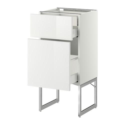 МЕТОД / МАКСИМЕРА Напольн шкаф 2фронт пнл/2низ/1вс ящ - белый, Рингульт глянцевый белый, 40x37x60 см