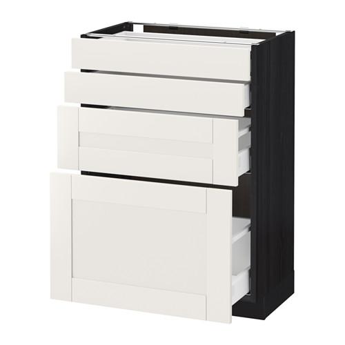 МЕТОД / МАКСИМЕРА Напольн шкаф 4 фронт панели/4 ящика - под дерево черный, Сэведаль белый, 60x37 см МЕТОД / МАКСИМЕРА Напольн шкаф 4 фронт панели/4 ящика - под дерево черный, Сэведаль белый, 60x37 см
