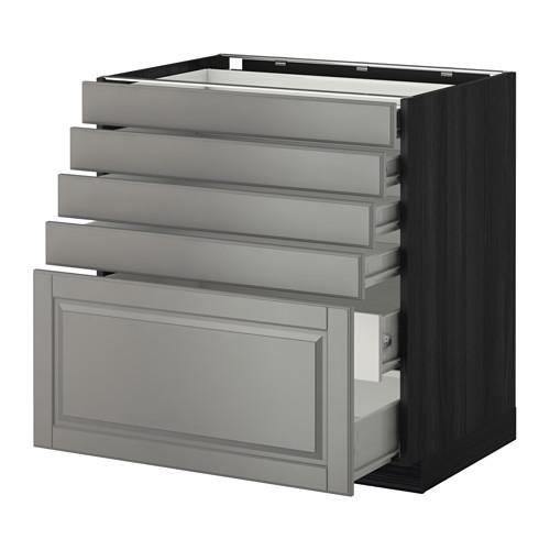 МЕТОД / ФОРВАРА Нплн шк 5фронт/4нзк/2срд ящ - под дерево черный, Будбин серый, 80x60 см