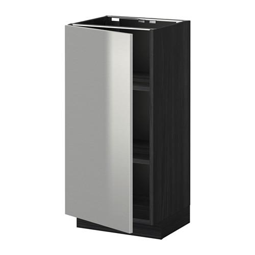 МЕТОД Напольный шкаф с полками - под дерево черный, Гревста нержавеющ сталь, 40x37 см МЕТОД Напольный шкаф с полками - под дерево черный, Гревста нержавеющ сталь, 40x37 см
