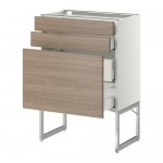МЕТОД / МАКСИМЕРА Напольн шкаф 3фронт пнл/2низ/2ср ящ - 60x37x60 см, Брокхульт под грецкий орех светло-серый, белый