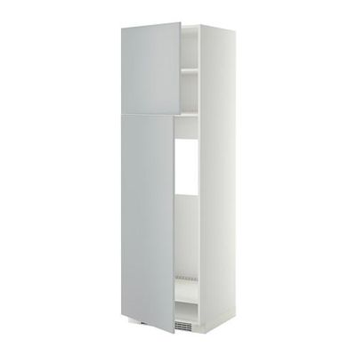 МЕТОД Высокий шкаф д/холодильника/2дверцы - 60x60x200 см, Веддинге серый, белый