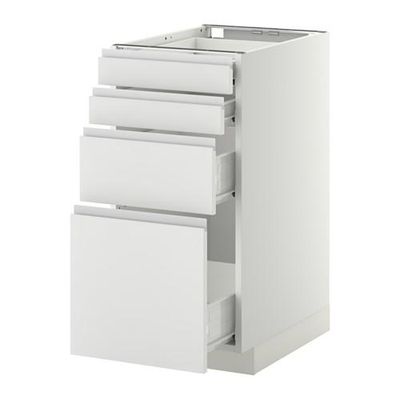 МЕТОД / ФОРВАРА Напольн шкаф 4 фронт панели/4 ящика - 40x60 см, Нодста белый/алюминий, белый МЕТОД / ФОРВАРА Напольн шкаф 4 фронт панели/4 ящика - 40x60 см, Нодста белый/алюминий, белый