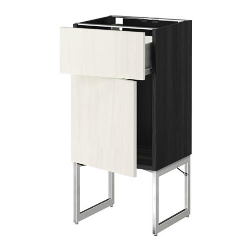 МЕТОД / ФОРВАРА Напольный шкаф с ящиком/дверью - 40x37x60 см, Росдаль белый ясень, под дерево черный МЕТОД / ФОРВАРА Напольный шкаф с ящиком/дверью - 40x37x60 см, Росдаль белый ясень, под дерево черный