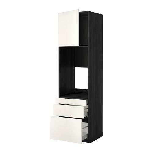 МЕТОД / МАКСИМЕРА Выс шкаф д/двойн духовки/3ящ/дверца - под дерево черный, Веддинге белый, 60x60x220 см МЕТОД / МАКСИМЕРА Выс шкаф д/двойн духовки/3ящ/дверца - под дерево черный, Веддинге белый, 60x60x220 см