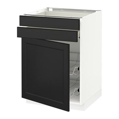 МЕТОД / ФОРВАРА Напольн шкаф/дверца/2ящ/првл крзн - 60x60 см, Лаксарби черно-коричневый, белый МЕТОД / ФОРВАРА Напольн шкаф/дверца/2ящ/првл крзн - 60x60 см, Лаксарби черно-коричневый, белый