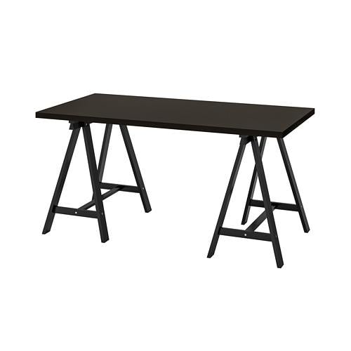 ODDVALD/LINNMON стол черно-коричневый/черный