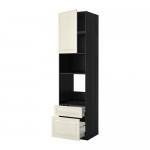 МЕТОД / МАКСИМЕРА Высок шкаф д/духовки/СВЧ/дверца/2ящ - под дерево черный, Будбин белый с оттенком, 60x60x240 см МЕТОД / МАКСИМЕРА Высок шкаф д/духовки/СВЧ/дверца/2ящ - под дерево черный, Будбин белый с оттенком, 60x60x240 см