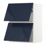 МЕТОД Навесной шкаф/2 дверцы, горизонтал - белый, Ерста глянцевый черно-синий, 60x80 см