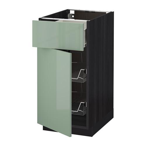 МЕТОД / ФОРВАРА Напольн шкаф с пров корз/ящ/дверью - под дерево черный, Калларп глянцевый светло-зеленый, 40x60 см МЕТОД / ФОРВАРА Напольн шкаф с пров корз/ящ/дверью - под дерево черный, Калларп глянцевый светло-зеленый, 40x60 см