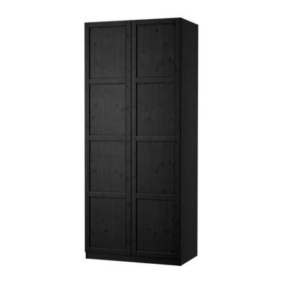 ПАКС Гардероб 2-дверный - Пакс Хемнэс черно-коричневый, черно-коричневый, 100x60x236 см, плавно закрывающиеся петли
