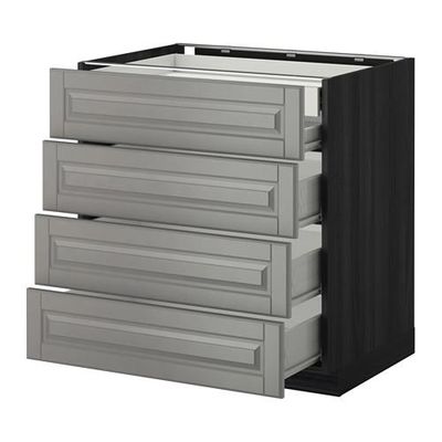 МЕТОД / ФОРВАРА Нплн шк 4фрнт/2нзк/3срд ящ - 80x60 см, Будбин серый, под дерево черный