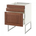 МЕТОД / ФОРВАРА Напольн шкаф 3фронт пнл/2низ/2ср ящ - 60x60x60 см, Филипстад коричневый, белый