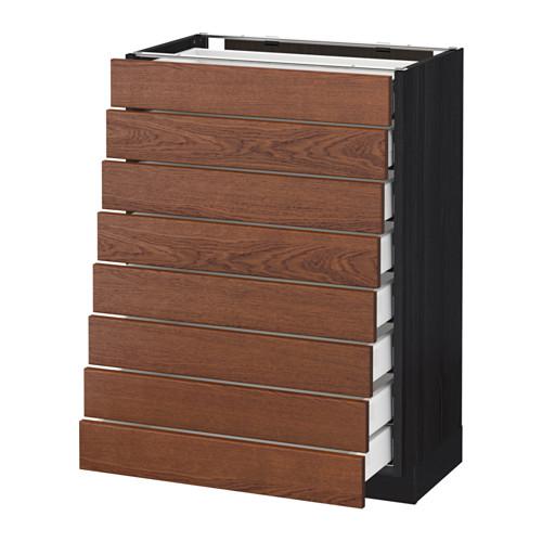 МЕТОД / МАКСИМЕРА Наполн шкаф 8 фронт/8 низк ящиков - под дерево черный, Филипстад коричневый, 60x37 см