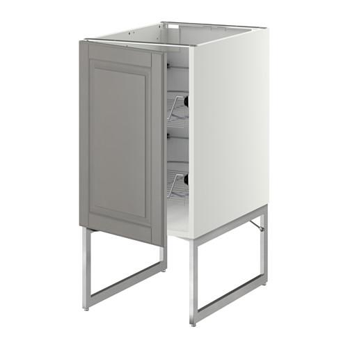 МЕТОД Напольный шкаф с проволочн ящиками - белый, Будбин серый, 40x60x60 см МЕТОД Напольный шкаф с проволочн ящиками - белый, Будбин серый, 40x60x60 см