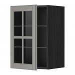 МЕТОД Навесной шкаф с полками/стекл дв - под дерево черный, Будбин серый, 40x60 см МЕТОД Навесной шкаф с полками/стекл дв - под дерево черный, Будбин серый, 40x60 см