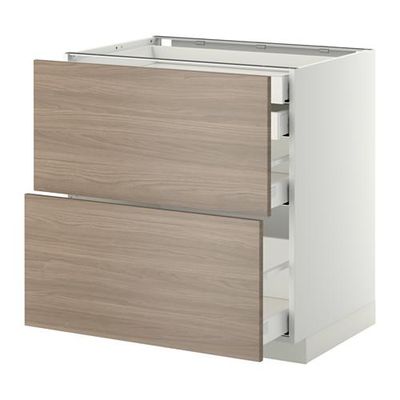 МЕТОД / МАКСИМЕРА Напл шк 2 фрнт/2низ/1срд/1 выс ящ - 80x60 см, Брокхульт под грецкий орех светло-серый, белый