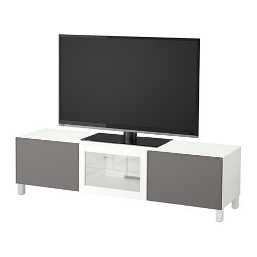 БЕСТО Тумба под ТВ с ящиками и дверцей - белый Грундсвикен/темно-серый прозрачное стекло, направляющие ящика,нажимные БЕСТО Тумба под ТВ с ящиками и дверцей - белый Грундсвикен/темно-серый прозрачное стекло, направляющие ящика,нажимные