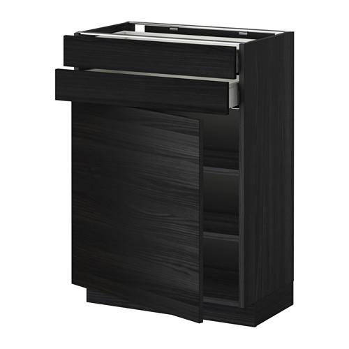 МЕТОД / МАКСИМЕРА Напольный шкаф с дверцей/2 ящиками - под дерево черный, Тингсрид под дерево черный, 60x37 см