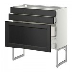 МЕТОД / МАКСИМЕРА Напольн шкаф 3фронт пнл/2низ/2ср ящ - 80x37x60 см, Лаксарби черно-коричневый, белый