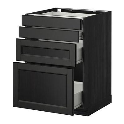 МЕТОД / ФОРВАРА Напольн шкаф 4 фронт панели/4 ящика - 60x60 см, Лаксарби черно-коричневый, под дерево черный МЕТОД / ФОРВАРА Напольн шкаф 4 фронт панели/4 ящика - 60x60 см, Лаксарби черно-коричневый, под дерево черный