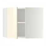 МЕТОД Угловой навесной шкаф с полками - 68x60 см, Рингульт глянцевый кремовый, белый