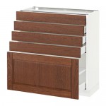 МЕТОД / МАКСИМЕРА Напольный шкаф с 5 ящиками - белый, Филипстад коричневый, 80x37 см