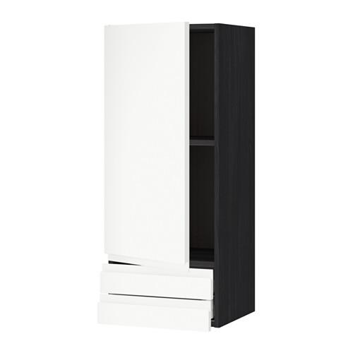 МЕТОД / МАКСИМЕРА Навесной шкаф с дверцей/2 ящика - под дерево черный, Воксторп белый, 40x100 см