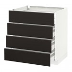 МЕТОД / МАКСИМЕРА Напольн шкаф 4 фронт панели/4 ящика - белый, Кунгсбакка антрацит, 80x60 см МЕТОД / МАКСИМЕРА Напольн шкаф 4 фронт панели/4 ящика - белый, Кунгсбакка антрацит, 80x60 см