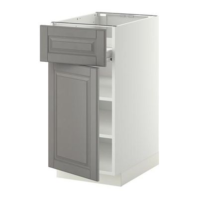 МЕТОД / ФОРВАРА Напольн шкаф с полкой/ящиком/дверью - белый, Будбин серый, 40x60 см