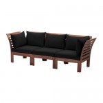 ÄPPLARÖ 3-местный модульный диван, садовый коричневая морилка/Холло черный