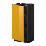 МЕТОД Напольный шкаф с полками - 40x37 см, Ерста глянцевый желтый, под дерево черный МЕТОД Напольный шкаф с полками - 40x37 см, Ерста глянцевый желтый, под дерево черный