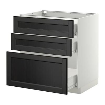 МЕТОД / ФОРВАРА Напольный шкаф с 3 ящиками - 80x60 см, Лаксарби черно-коричневый, белый МЕТОД / ФОРВАРА Напольный шкаф с 3 ящиками - 80x60 см, Лаксарби черно-коричневый, белый