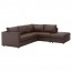 ВИМЛЕ 4-местный угловой диван - с открытым торцом/Фарста темно-коричневый