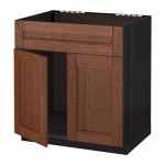 МЕТОД Напольн шкаф п-мойку 2 двр/фрн пнл - под дерево черный, Филипстад коричневый МЕТОД Напольн шкаф п-мойку 2 двр/фрн пнл - под дерево черный, Филипстад коричневый