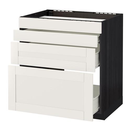 МЕТОД / ФОРВАРА Нап шкаф д/духовки/4фасада/3ящика - под дерево черный, Сэведаль белый, 80x60 см МЕТОД / ФОРВАРА Нап шкаф д/духовки/4фасада/3ящика - под дерево черный, Сэведаль белый, 80x60 см