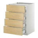 МЕТОД / МАКСИМЕРА Напольн шкаф/4фронт пнл/4ящика - 60x60 см, Тингсрид под березу, белый
