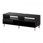 БЕСТО Тумба д/ТВ с ящиками - черно-коричневый/глянцевый черный