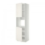 МЕТОД Высок шкаф д/духовки/2дверцы/полки - 60x60x220 см, Росдаль белый ясень, белый