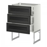 МЕТОД / ФОРВАРА Напольн шкаф 3фронт пнл/2низ/2ср ящ - 60x37x60 см, Лаксарби черно-коричневый, белый МЕТОД / ФОРВАРА Напольн шкаф 3фронт пнл/2низ/2ср ящ - 60x37x60 см, Лаксарби черно-коричневый, белый