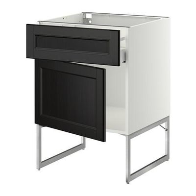 МЕТОД / МАКСИМЕРА Напольный шкаф с ящиком/дверью - 60x60x60 см, Лаксарби черно-коричневый, белый МЕТОД / МАКСИМЕРА Напольный шкаф с ящиком/дверью - 60x60x60 см, Лаксарби черно-коричневый, белый