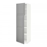 МЕТОД Высокий шкаф с полками/2 дверцы - белый, Будбин серый, 60x60x200 см