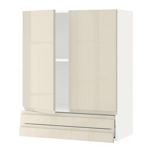 МЕТОД / МАКСИМЕРА Навесной шкаф/2дверцы/2ящика - белый, Воксторп глянцевый светло-бежевый, 80x100 см МЕТОД / МАКСИМЕРА Навесной шкаф/2дверцы/2ящика - белый, Воксторп глянцевый светло-бежевый, 80x100 см