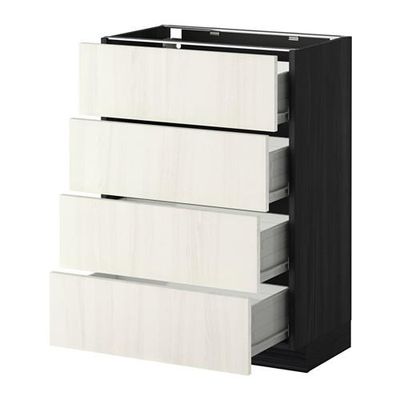 МЕТОД / ФОРВАРА Напольн шкаф 4 фронт панели/4 ящика - 60x37 см, Росдаль белый ясень, под дерево черный МЕТОД / ФОРВАРА Напольн шкаф 4 фронт панели/4 ящика - 60x37 см, Росдаль белый ясень, под дерево черный
