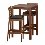 ЭПЛАРО Барный стол и 2 барных стула - Эпларо коричневая морилка/Холло черный
