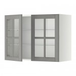 METOD навесной шкаф с полками/2 стекл дв белый/Будбин серый 80x38.9x60 cm