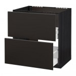 МЕТОД / МАКСИМЕРА Напольн шк п-мойку+2фрнт пнл/2 ящ - под дерево черный, Кунгсбакка антрацит, 80x60 см МЕТОД / МАКСИМЕРА Напольн шк п-мойку+2фрнт пнл/2 ящ - под дерево черный, Кунгсбакка антрацит, 80x60 см