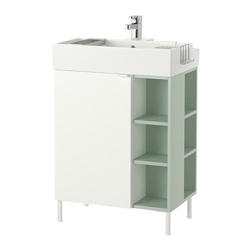 ЛИЛЛОНГЕН Шкаф п/раковину с 1 двр/2 откр полк - белый/бледно-зеленый ЛИЛЛОНГЕН Шкаф п/раковину с 1 двр/2 откр полк - белый/бледно-зеленый