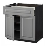 МЕТОД / ФОРВАРА Напольный шкаф+ящик/2дверцы - 80x60 см, Будбин серый, под дерево черный МЕТОД / ФОРВАРА Напольный шкаф+ящик/2дверцы - 80x60 см, Будбин серый, под дерево черный